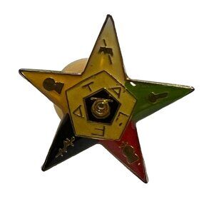 Vintage OES Masonic Star‎ Tie Tack Lapel Hat Gold Tone Pin